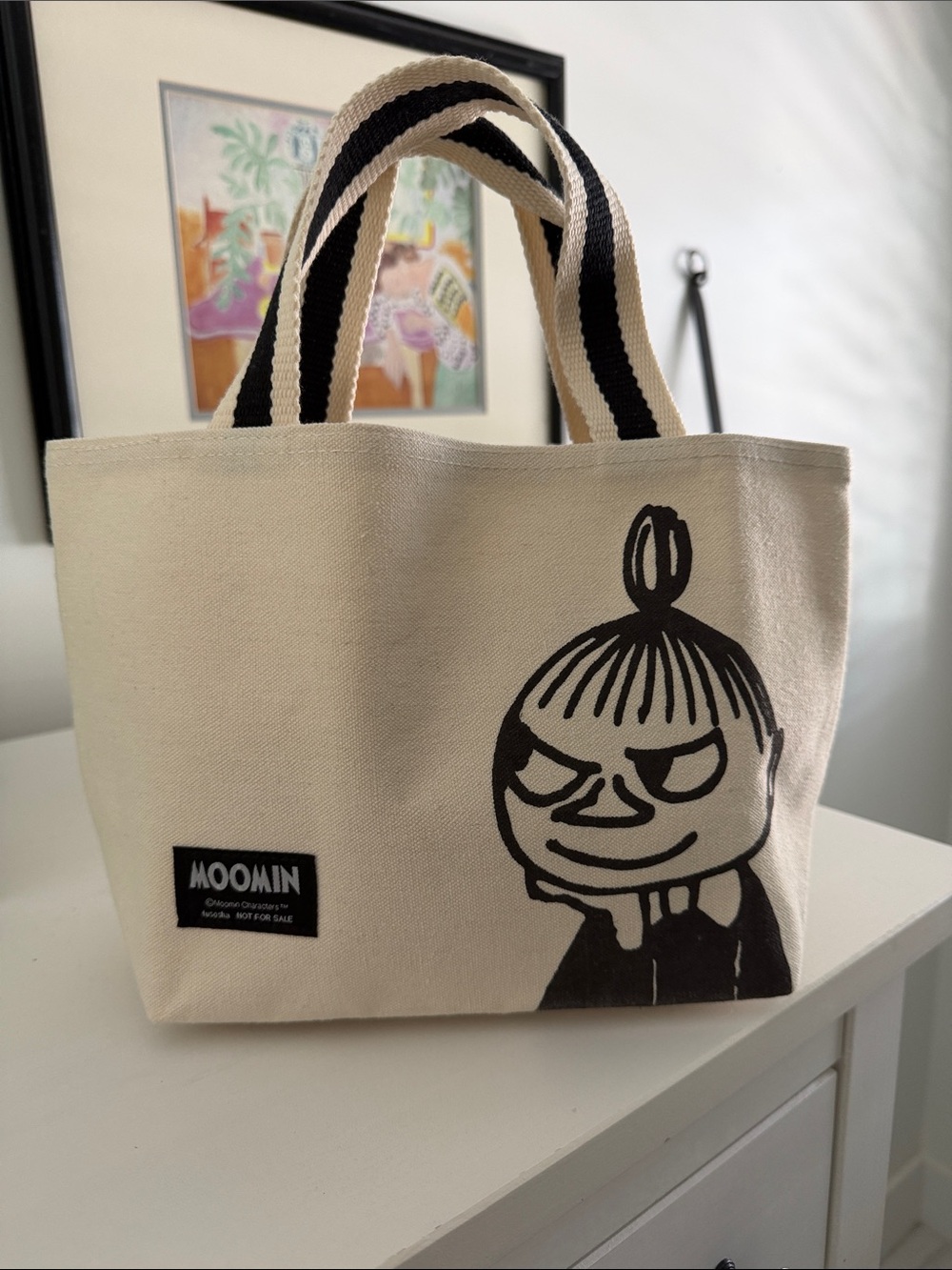 Moomin Little My Canvas Mini Tote Bag in Cream with Black Graphics